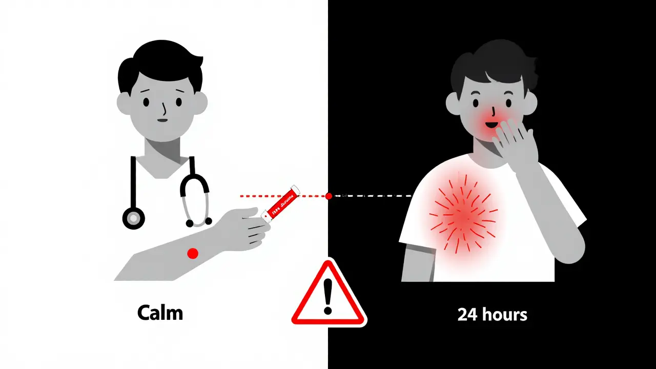 Два состояния лица: спокойное и с аллергической реакцией, разделенные временем.