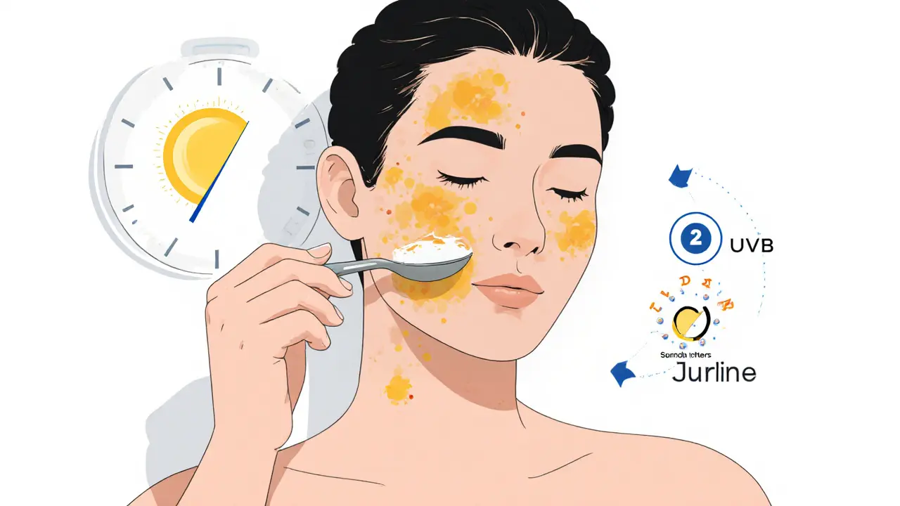 Нанесение солнцезащитного крема правильным количеством на лицо, шею и уши.