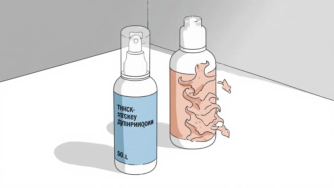 Сравнение двух косметических средств: липкое и быстро впитывающееся увлажнение.