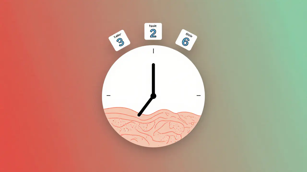 Часы с текстурой кожи, показывающие этапы восстановления от сухости к увлажнению.