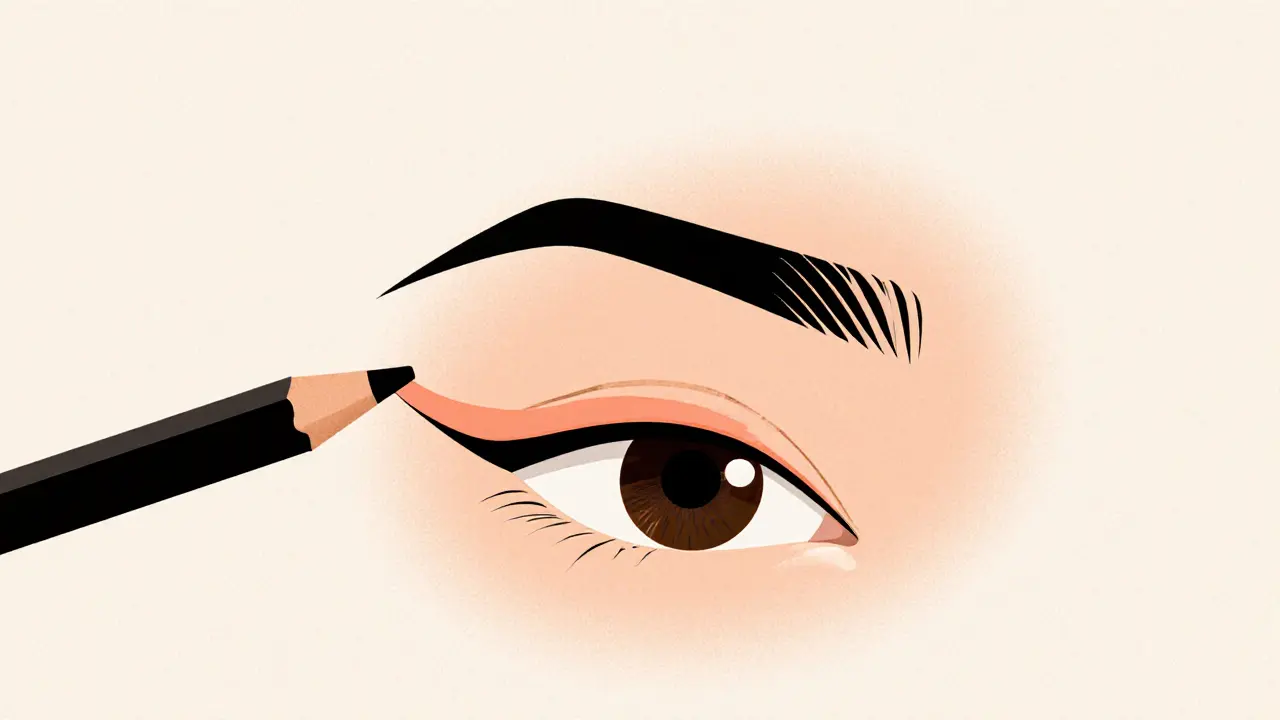 Персиковый карандаш для слизистой оболочки нижнего века создаёт мягкий светящийся эффект.