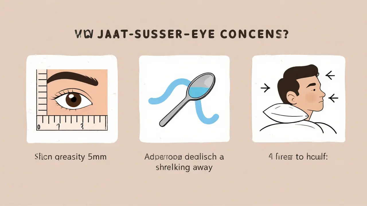 Три простых теста для различения отеков и мешков: линейка, холодная ложка и приподнятая голова.