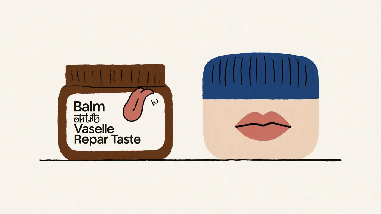 Два бальзама: один с горьким вкусом, другой — вазелин, символизирующие лечение и защиту.