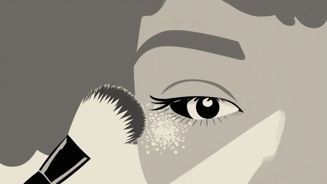 Прозрачная пудра поглощает жирные пятна под глазами легким касанием.