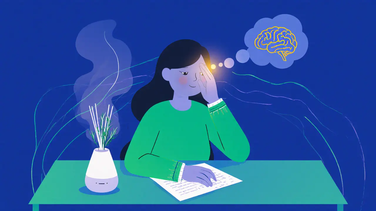 Работающий человек сосредоточен, вокруг него — ароматы розмарина и лаванды.