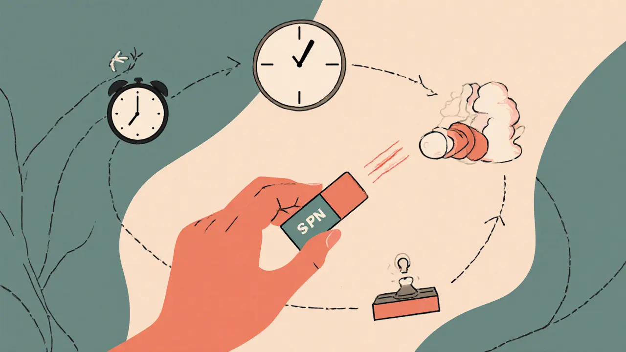 Рука наносит бальзам, рядом — жевательная резинка, дыхание и часы, символы выздоровления.