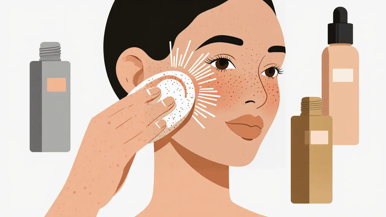 Рука наносит тональное средство тремя разными способами: губкой, пальцами и кистью.