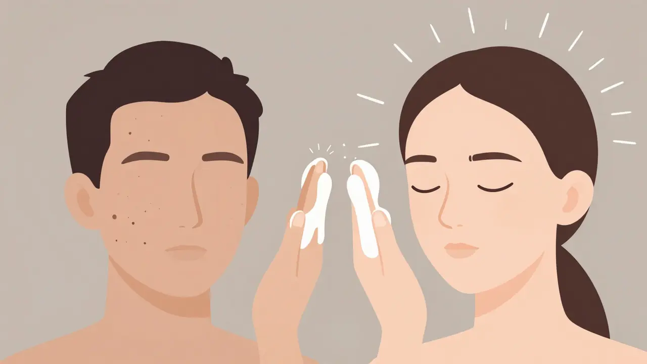 До и после правильного снятия SPF: забитые поры и чистая кожа.