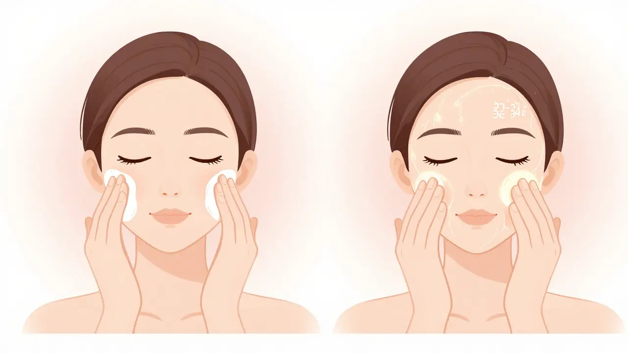 Двухэтапное очищение лица без трения и горячей воды.