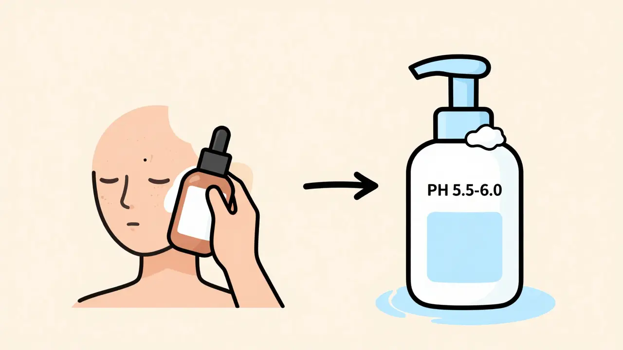 Двухэтапный уход: гидрофильное масло и мягкая пенка с указанием pH.