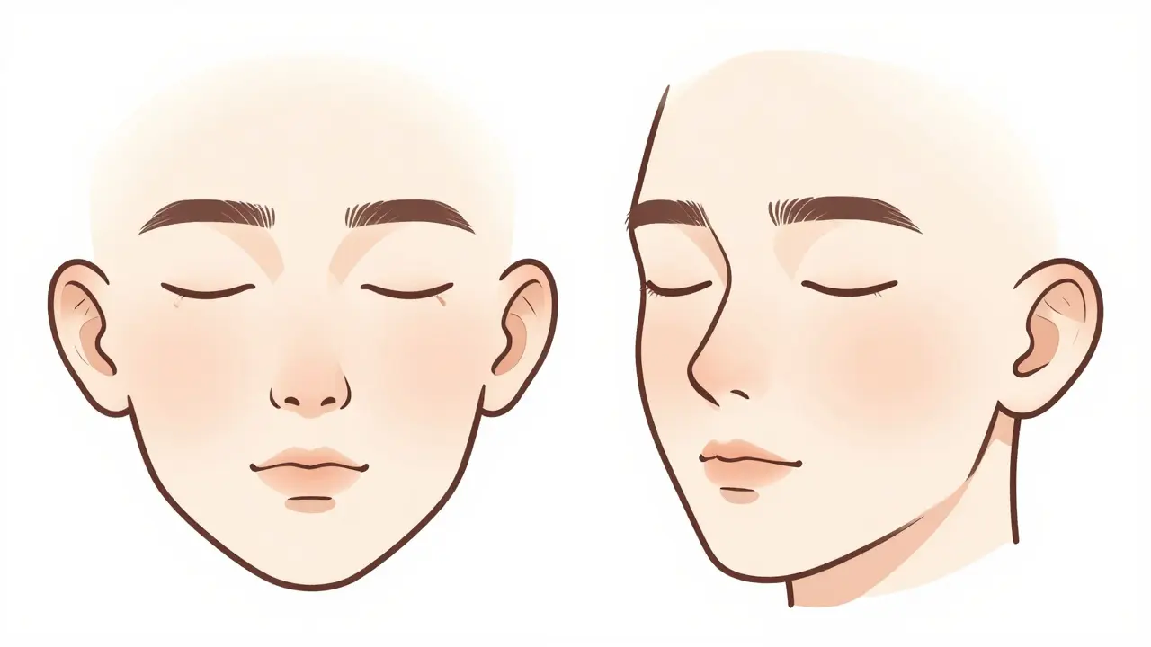 Схема направлений массажных линий на лице: под глазами, скулами и челюстью.