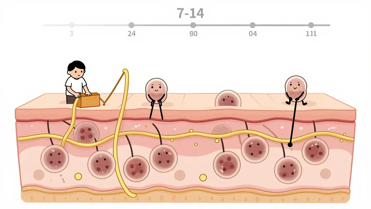 Миниатюрные клетки-строители восстанавливают коллаген в коже через 7-14 дней.