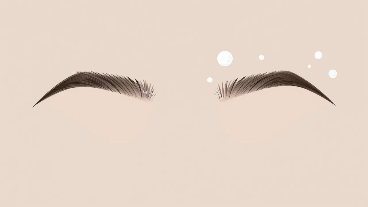 Сравнение жестких склеенных бровей и мягко зафиксированных с увлажняющими компонентами.