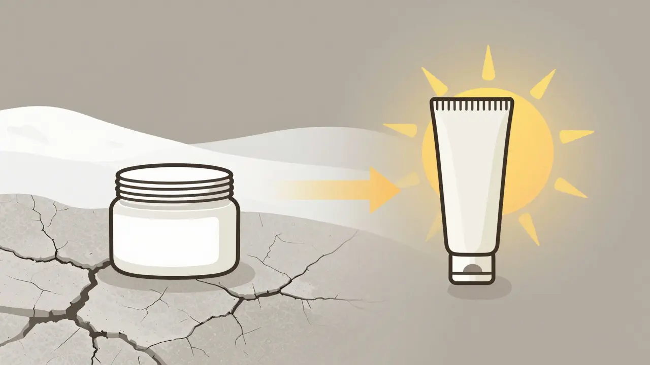 Сезонный переход: зимний бальзам и летний гель, контраст текстур.