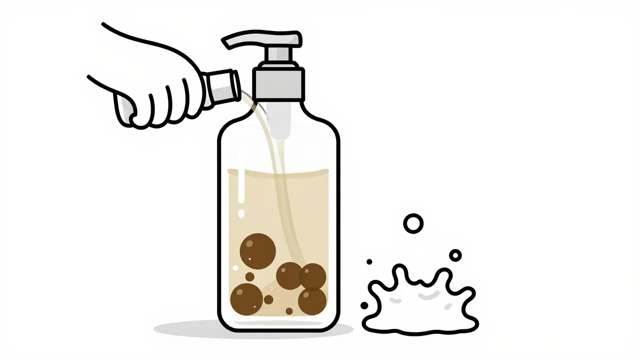 Прозрачная бутылка профессионального шампуня с концентрированными активными веществами внутри, в отличие от масс-маркета.