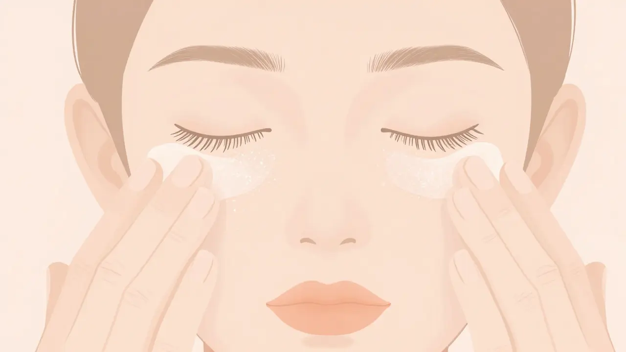 Руки наносят консилер только на внутренние уголки глаз, без следов пудры.