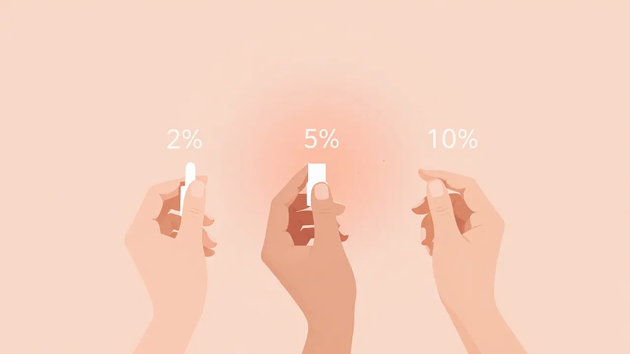 Три флакона с ниацинамидом разных концентраций, за ними — переход от высыпаний к здоровой коже, без текста и деталей.