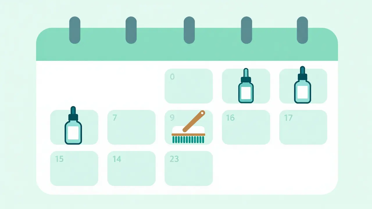 График применения средств по уходу за кожей на календаре
