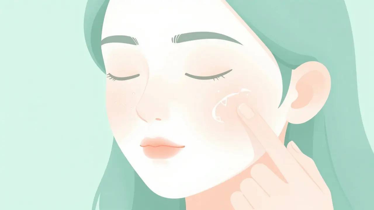 Схематичное изображение кожи с увлажняющими каплями и тестом на упругость