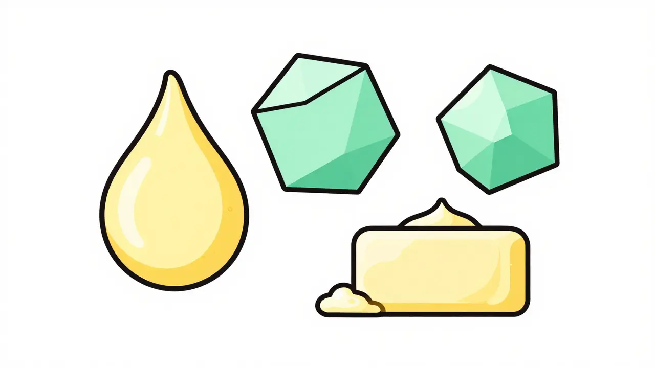 Схематичное изображение ланолина, церамидов и масла ши в минимализме