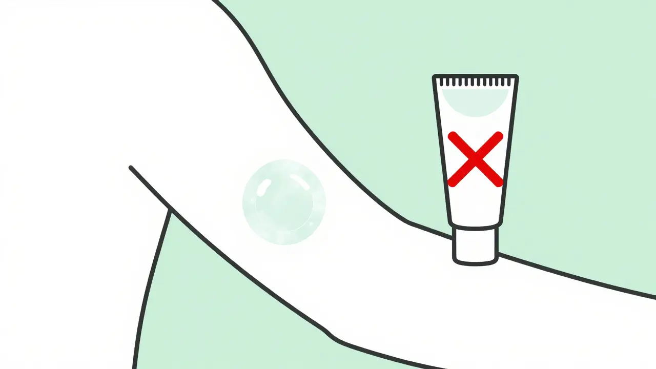 Схематичное изображение патч-теста на сгибе локтя для проверки косметики