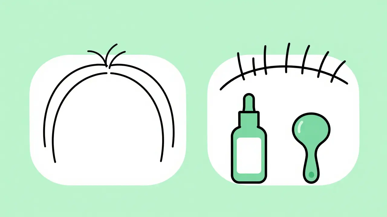 Сравнение густоты волос до и после применения сыворотки с массажером